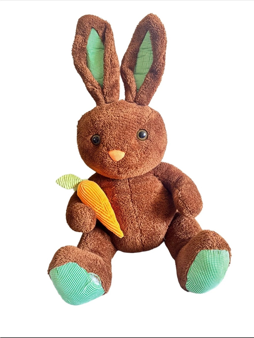 Animal Adventures Jumbo Brown Easter Bunny Plush holding Carrot